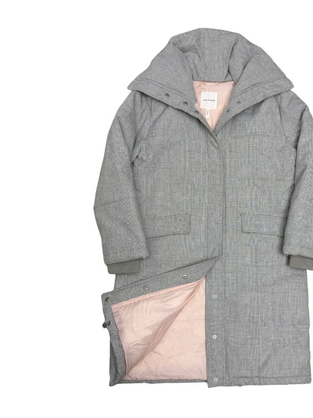 AVEC LES FILLES Coat Plaid Check Pink Designer Winter Puffer Jacket Womens Small